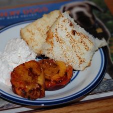 grill girl, grilled peaches and angel food cake pound cake