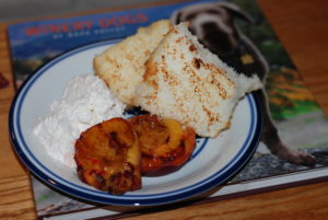 grill girl, grilled peaches and angel food cake pound cake