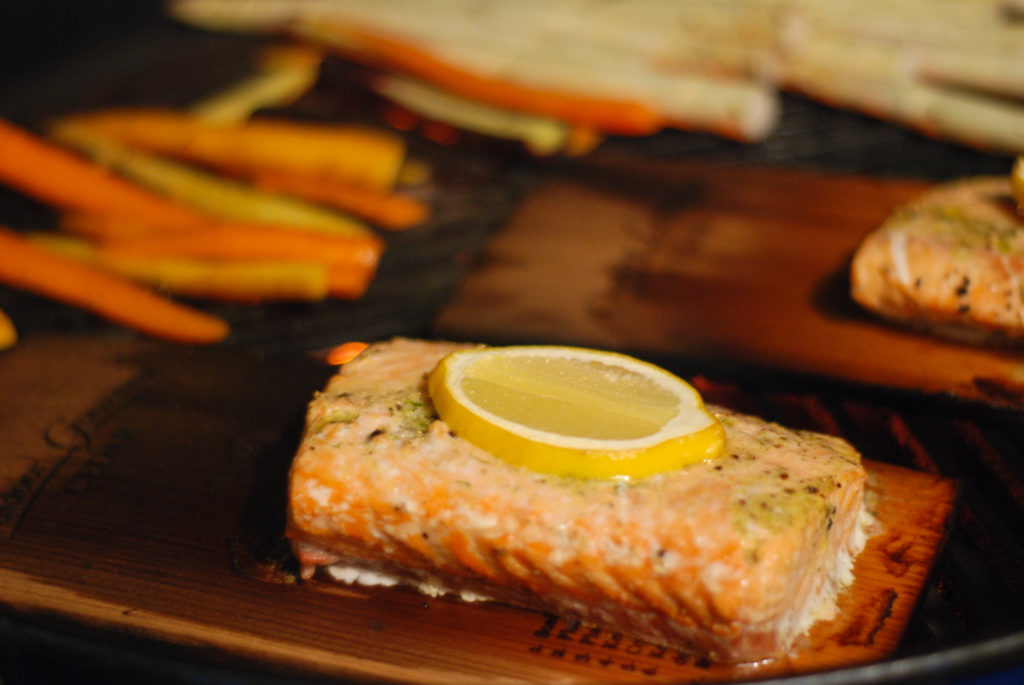 Cedar planked salmon, grill girl, Robyn Medlin, grilled salmon