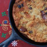 rum raisin bread pudding, rum raisin, skillet meals, cooking in a skillet, mount gay rum recipes, girl on grill, robyn lindars, dessert on the grill, desserts with rum