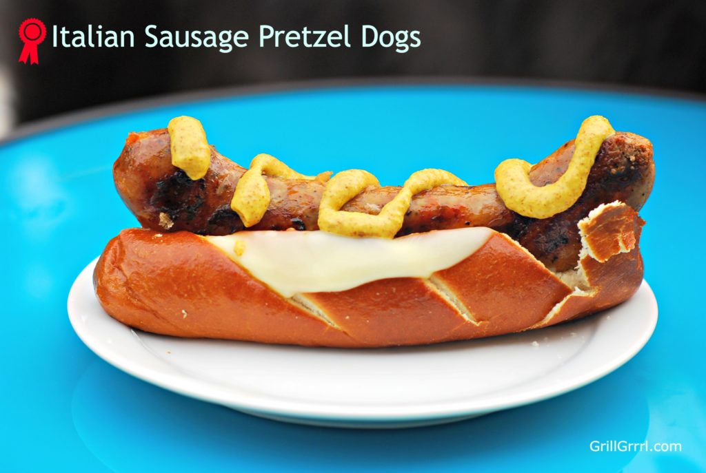 Grilled Italian Sausage + Provolone + Pretzel buns = Gourmet Tailgating fare.