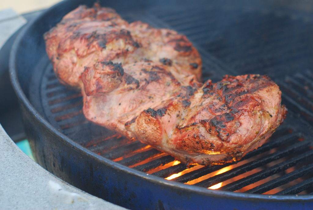 boneless leg of lamb cooked outdoors