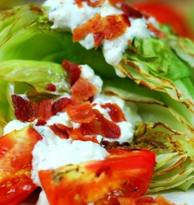 Grilled Wedge Salad with Bacon and Blue Cheese