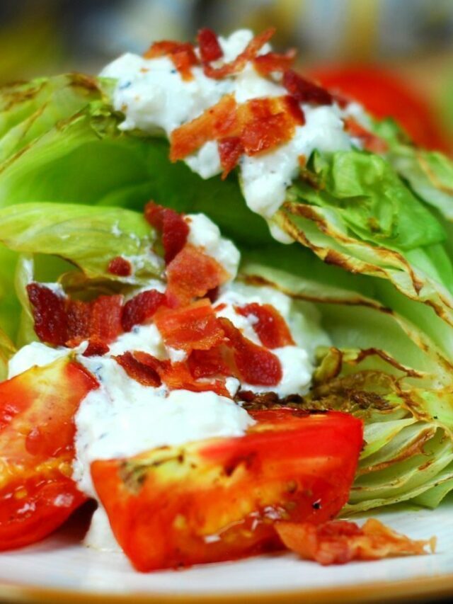 Grilled Wedge Salad with Bacon and Blue Cheese