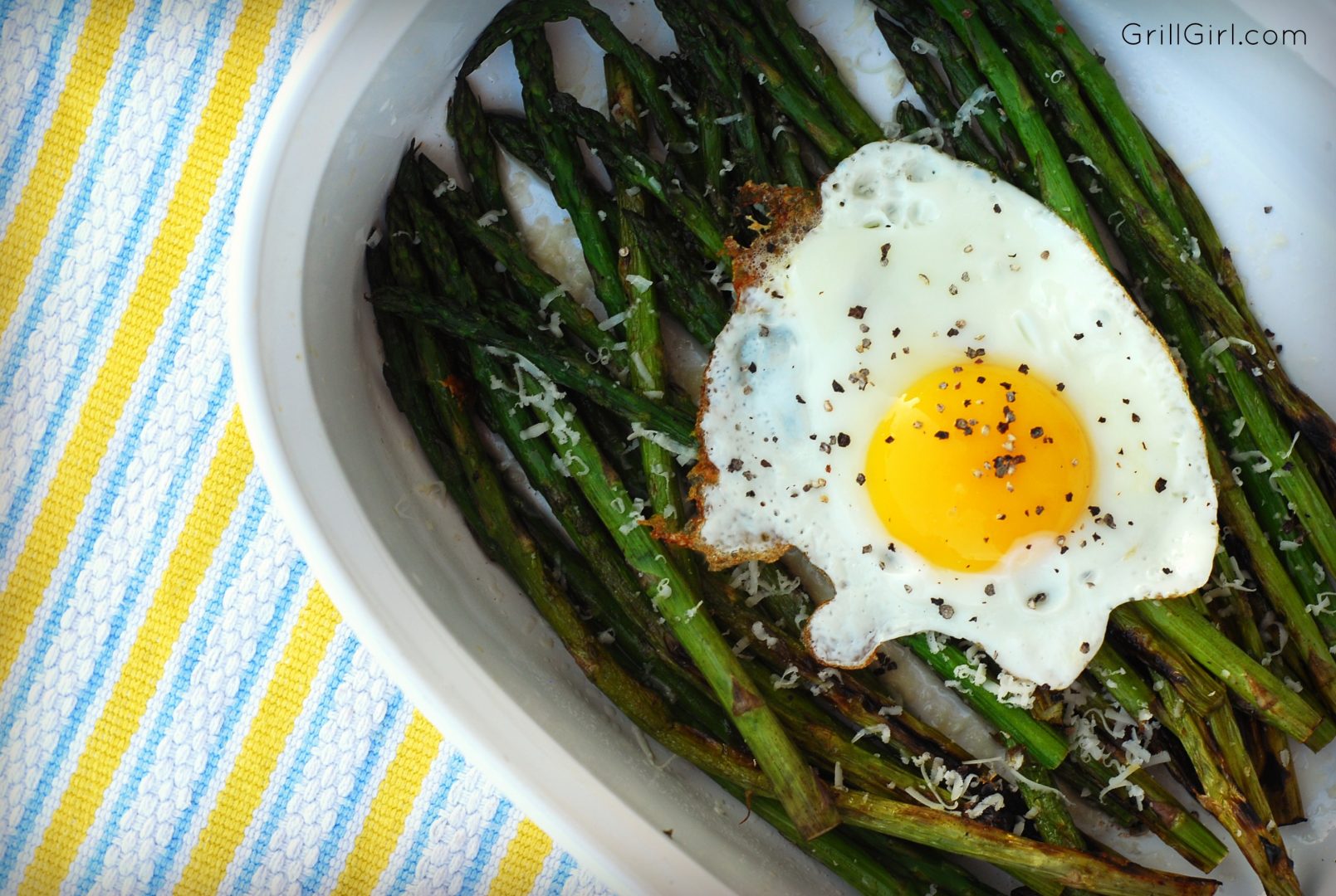 Grilled Asparagus with Sunny Side Up Eggs and Parmesan