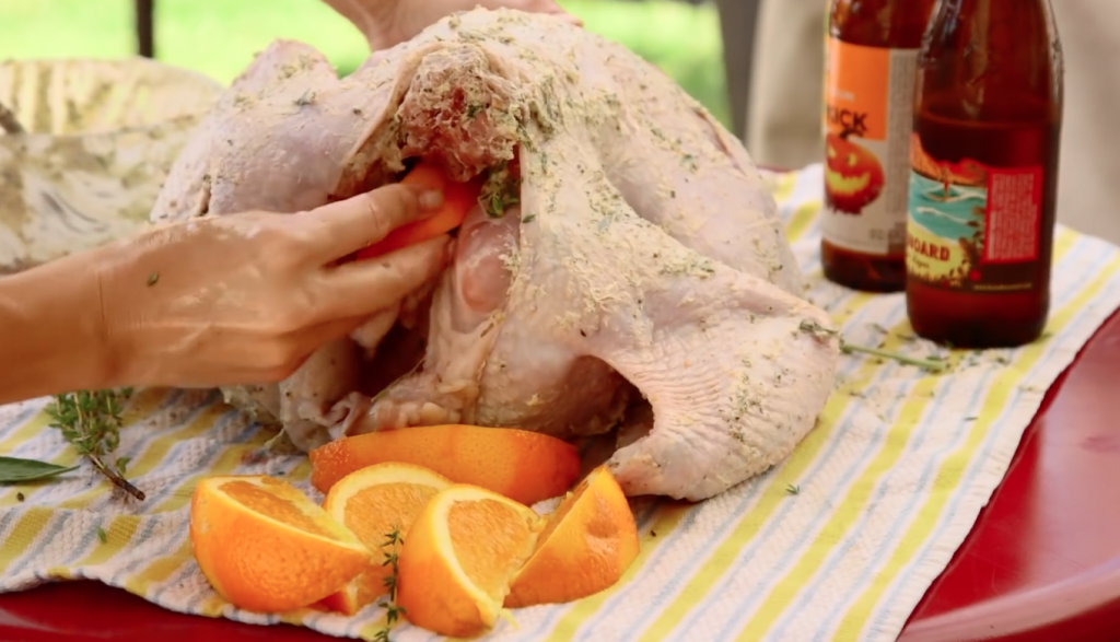 GrillGirl, Beer can turkey, orange stuffing, citrus flavor