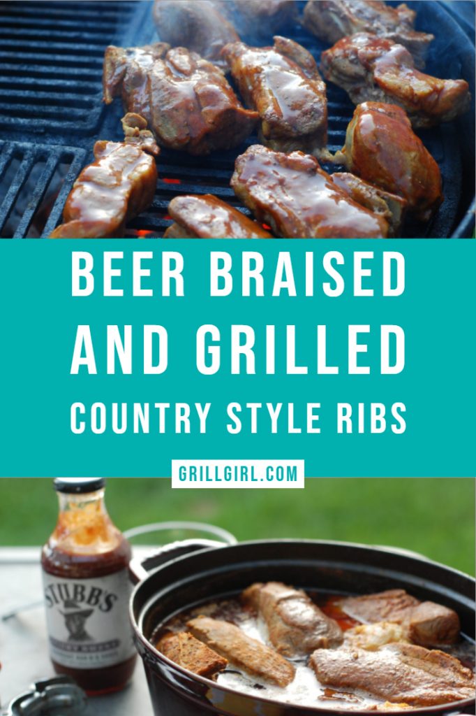 beer braised and grilled country style ribs