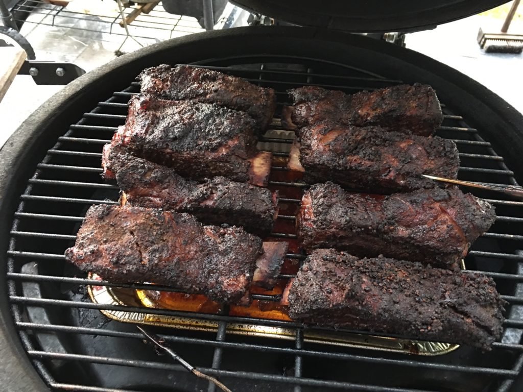 grill girl, smoked beef short ribs, on the big green egg