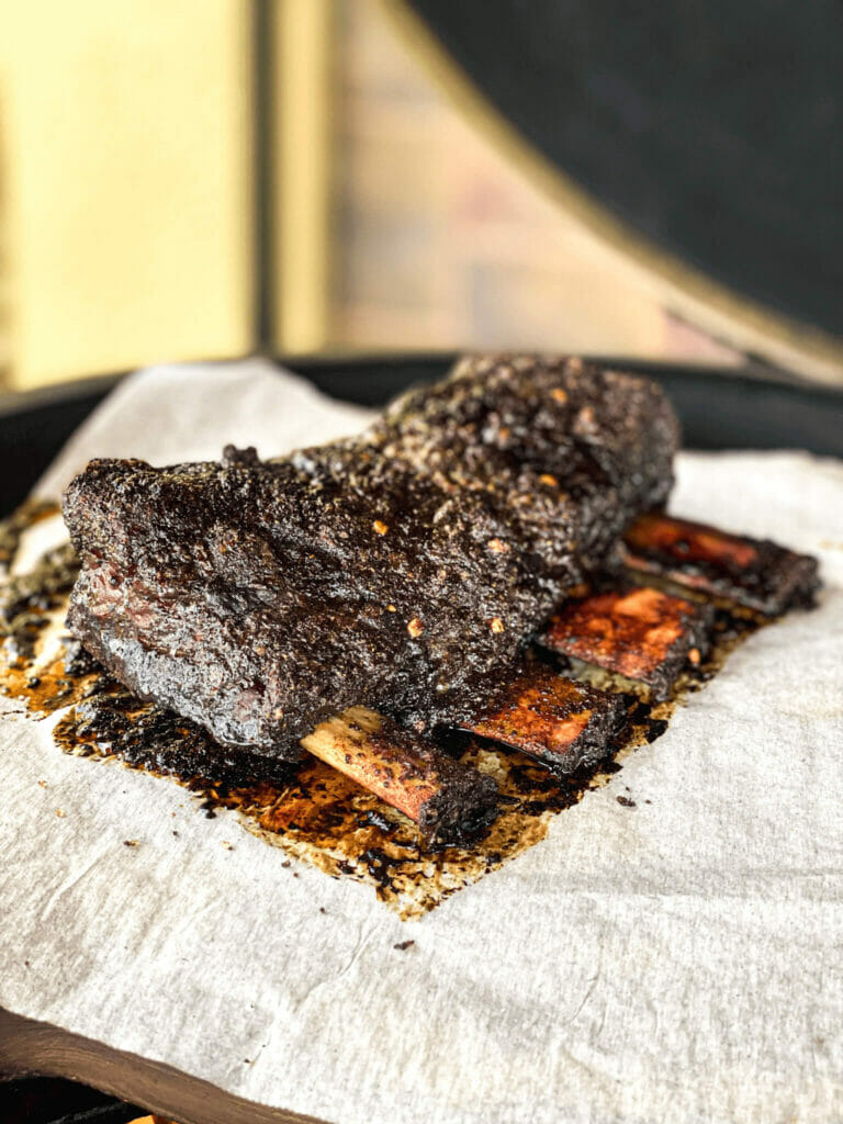 Smoked Beef Short Ribs on the Big Green Egg GrillGirl