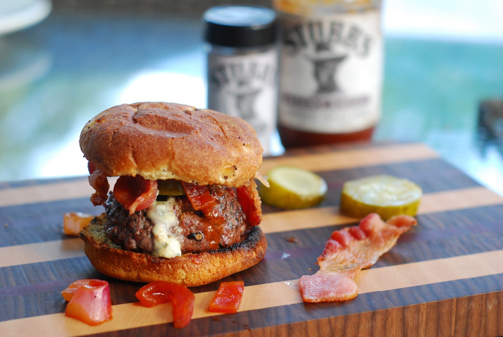 Bacon, Blue Cheese and BBQ Bison Burgers