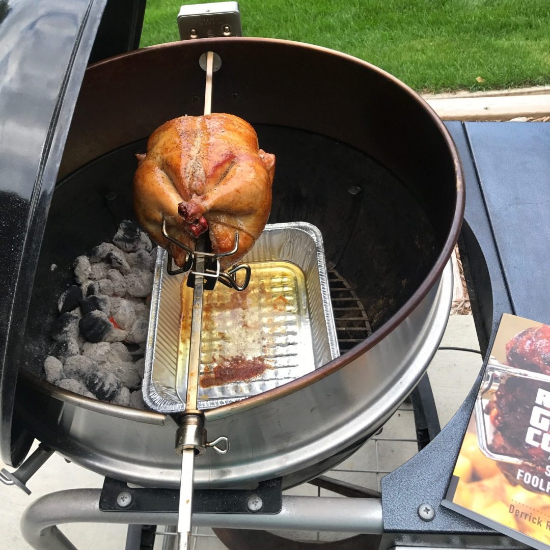 How To Rotisserie Grill a Chicken on a er Kettle Grill Girl Recipe