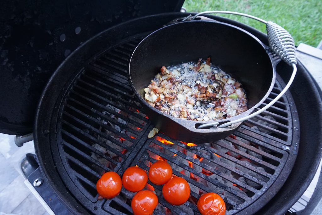 Bacon fat rendering_campfire cooking_campfire cassoulet