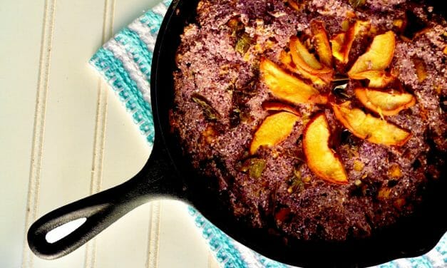 Smoked Poblano Peach Blue Cornbread Recipe