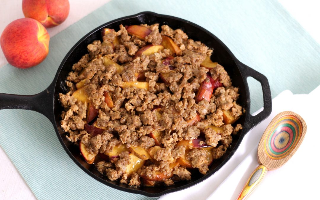 Tipsy Bourbon Peach Crisp In A Cast Iron Skillet Grill Girl