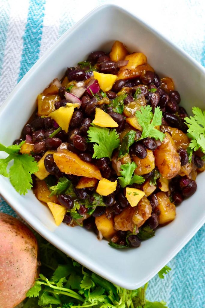 mango black bean salsa with lime and coriander