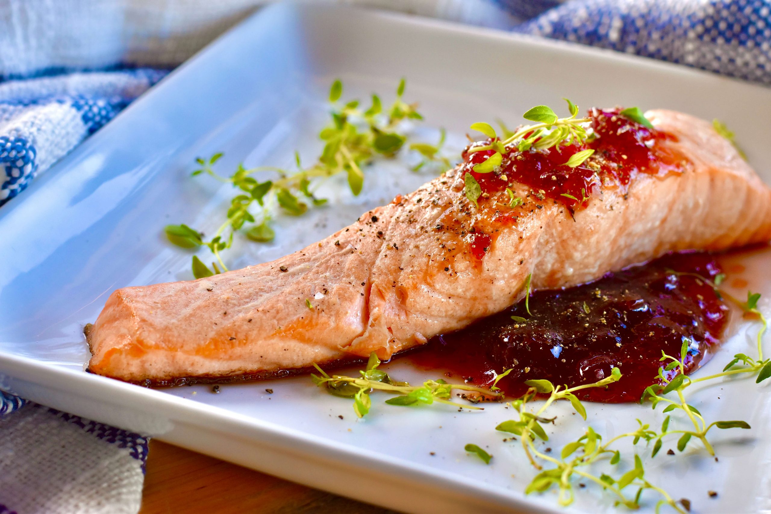 Grilled Salmon with Cherry Thyme Glaze