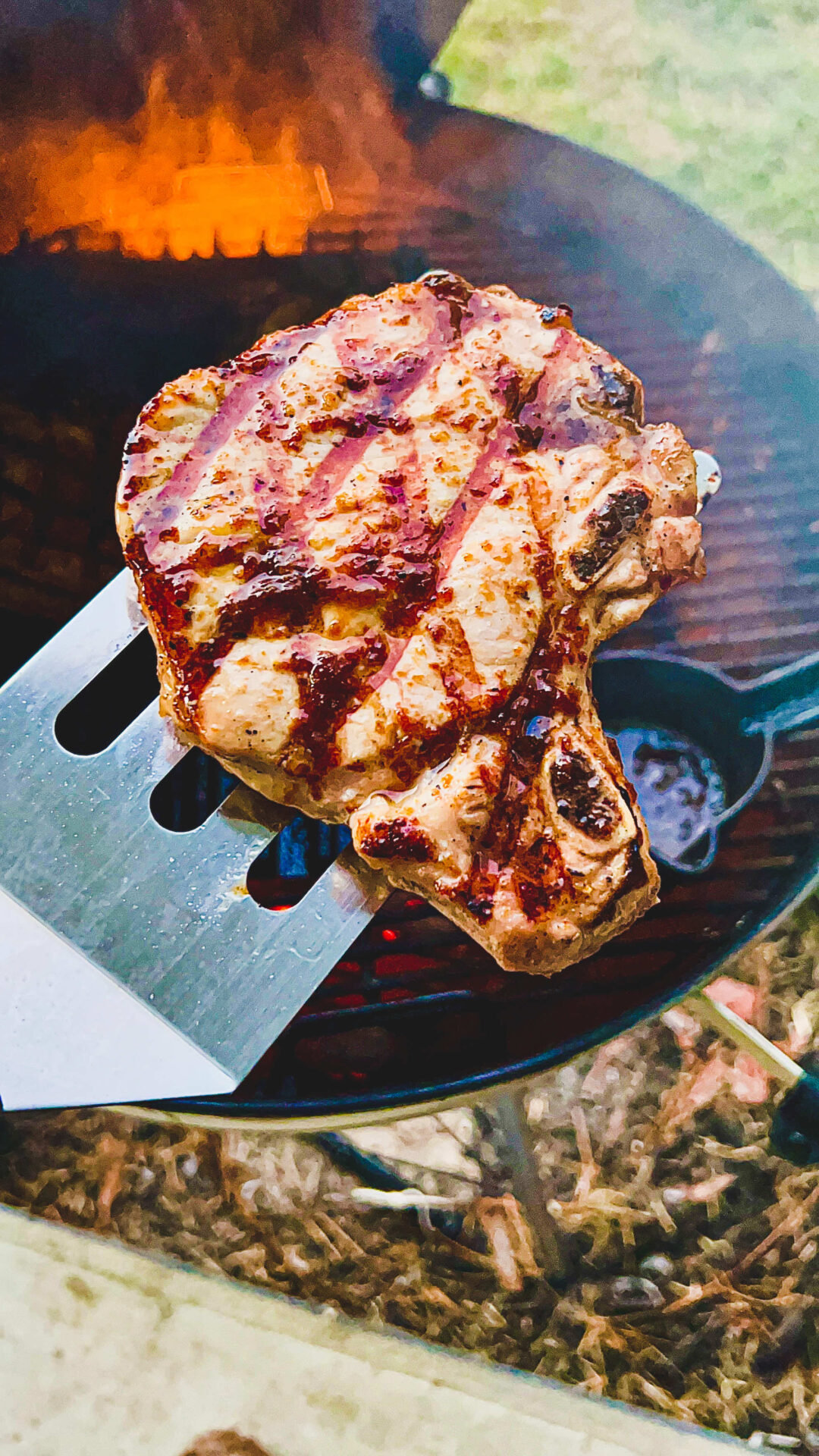 orange miso bone in grilled pork chops