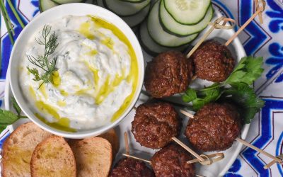 Smoked Lamb Meatballs with Smoked Ricotta Tzatziki